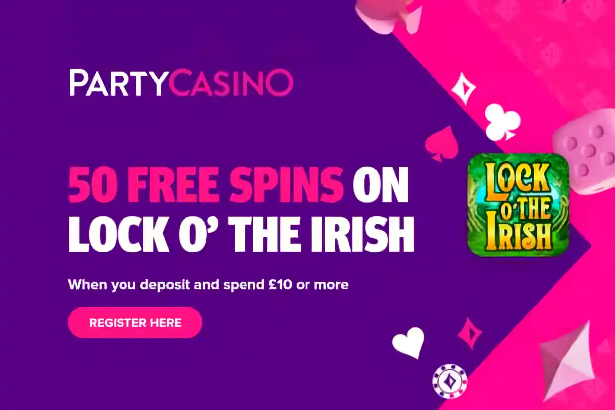 50 giros gratis en Lock O’ The Irish al depositar £10 en PartyCasino