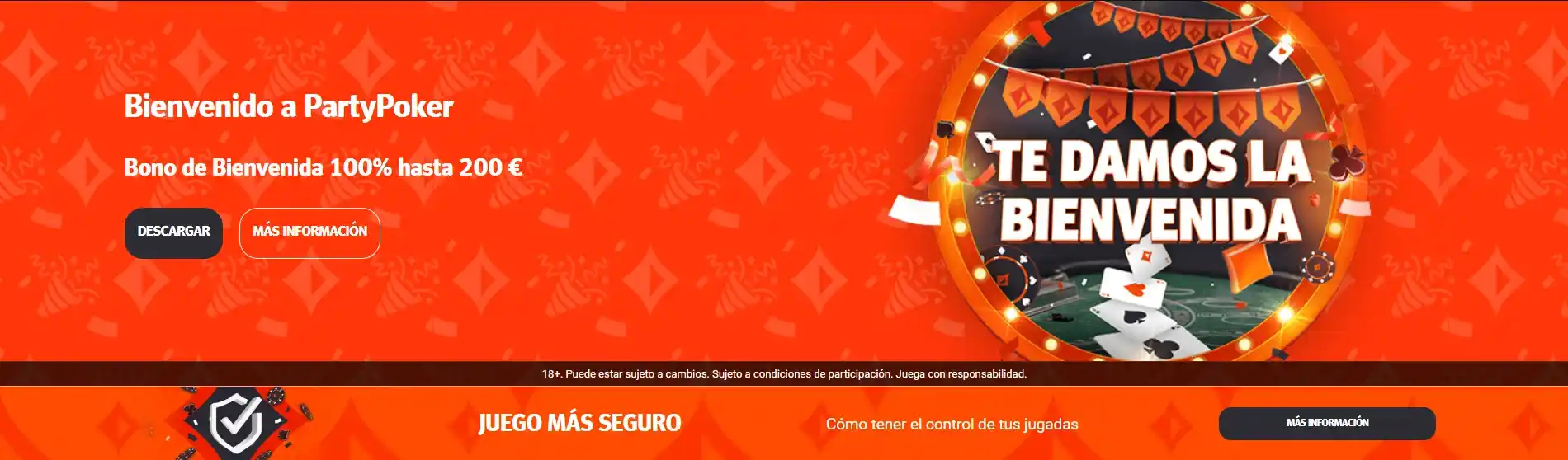 Bono de bienvenida en PartyPoker hasta 200€ y acceso a promociones exclusivas