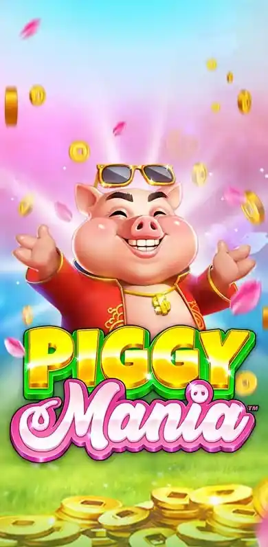 Tragamonedas Piggy Mania con cerdito sonriente y lluvia de monedas doradas